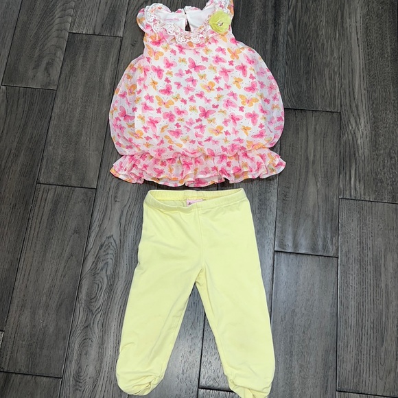 Nannette baby Capri leggings with sleeveless butterfly sheer like bubble top - Picture 1 of 13
